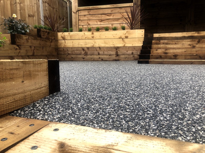 Lakeside Village outdoor patio resurfaced in resin